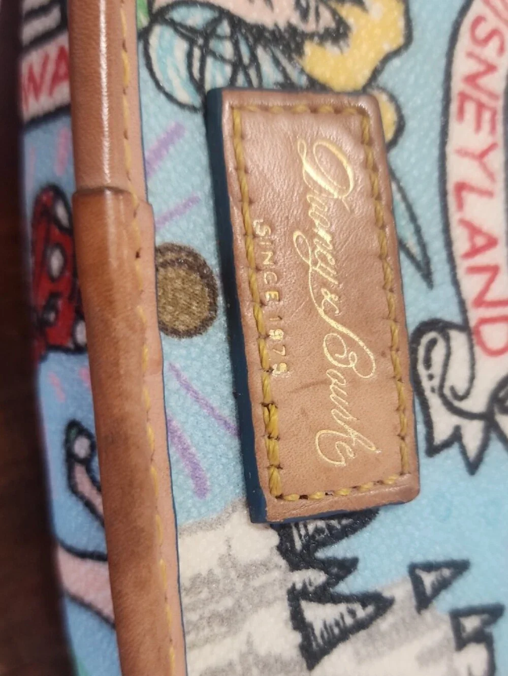 Dooney & Bourke Blue Disney Character Wristlet Pouch Mickey Minnie Tickerbell